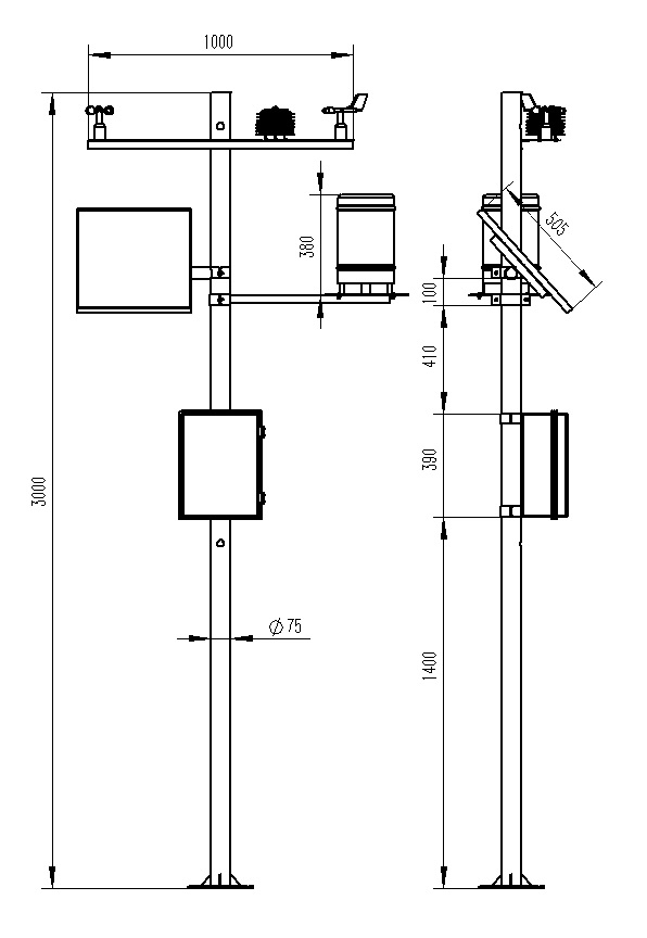 小型農業氣象站產品尺寸圖